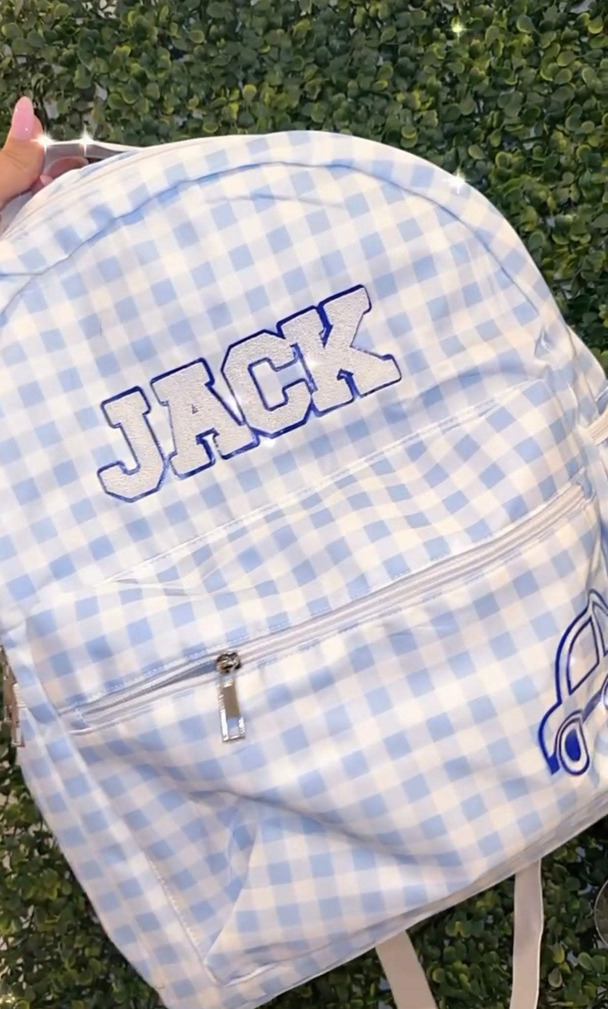 PERSONALIZED GINGHAM BACKPACK